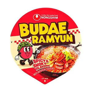 Nongshim Korean Army Stew Ramen Big Cup - Spicy Smoked Flavor Instant Noodles 101g, Authentic Budae Jjigae Flavor