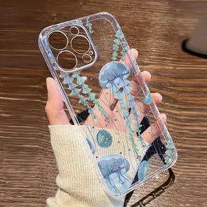 Jellyfish Pattern Phone Case, Decorative Clear Phone Protector Cover, Phone Accessories Compatible with iPhone 16 Pro cases 15 14 13 12 11 Pro Max Plus XS Max X/XS 7/8 Plus