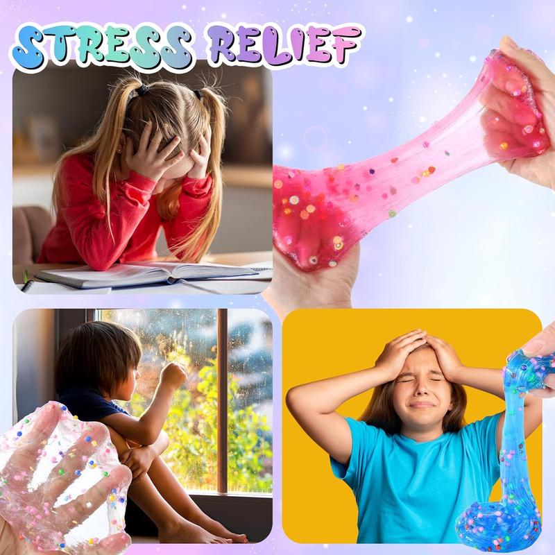 Valentine's Day Gift Clear Slime Making Kits with Premade Slime for Kids DIY with 35 Sets Add-ins Jumbo Kit for 6-12 Years Old Girls Boys Present Party Favors