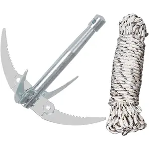 Heavy Duty Folding Fishing Weed Anchor Rake, 393.7 Inches Long Rope Clear Weed To Create Perfect Fishing Spot, Multi-Purpose Tree & Water Grappling Hook