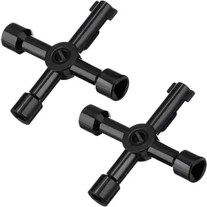 2 Pack 4 Way Multi-functional Electric Cabinet Panel Utility Keys for Gas Meter Water Sillcock, Black
