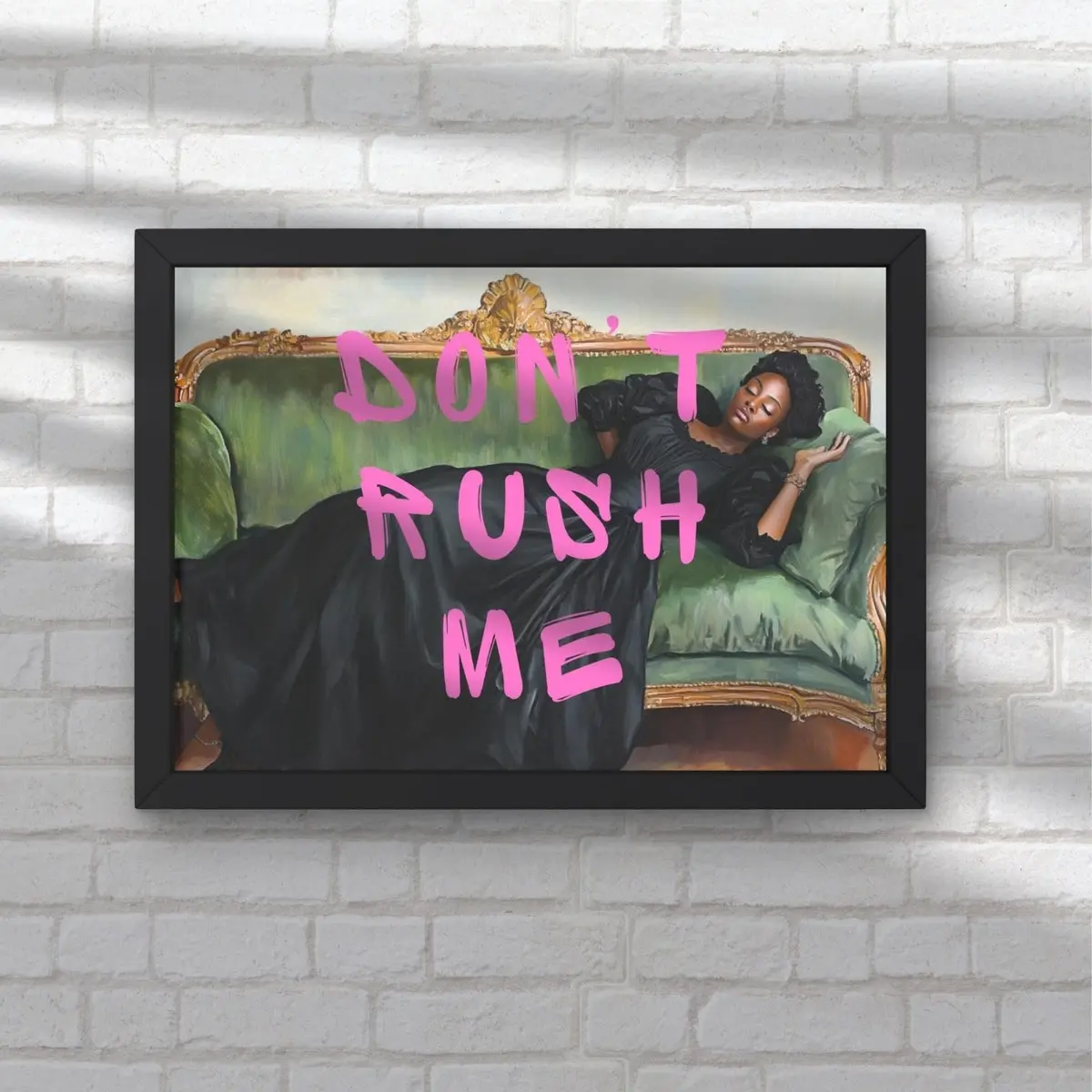 Vintage Printing Pink Graffiti Poster, Don't Rush Me Altered Art Portrait, Maximalist Wall Art, Trendy Gallery Print, Black Girl Wall Art, 5 Size, 8x12 to 27x40 inch, Room Decor, Unframed
