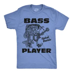 Mens Funny T Shirts Bass Player Sarcastic Fishing Graphic Novelty Music Tee For Men Mens Funny T Shirts Cool Vintage Fashion T-Shirt Gift Classic Menswear Music Apparel for Men Funny Fishing Short Sleeve Light Blue