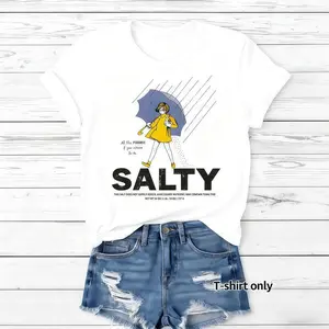 Women's Sality Girl Print Crewneck Tee Vintage Trendy Casual Short Sleeve T-shirt in Black Breathable Cotton Fabric for Daily Wear Ladies Summer Top M-5XL - Womenswear