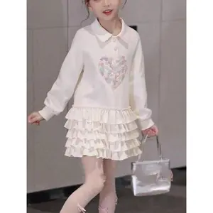 School Season: Fresh Designs of Girls' Sweatshirt Dresses for Spring And Fall, Kids' Dresses, Little Girls' Heart Cake Dresses