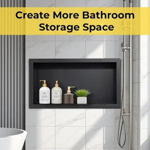 Stainless Steel Shower Niche No Tile Needed Recessed, 24" x 12" Recessed Wall Niche Shelf for Bathroom Storage Black.niche for shower wall