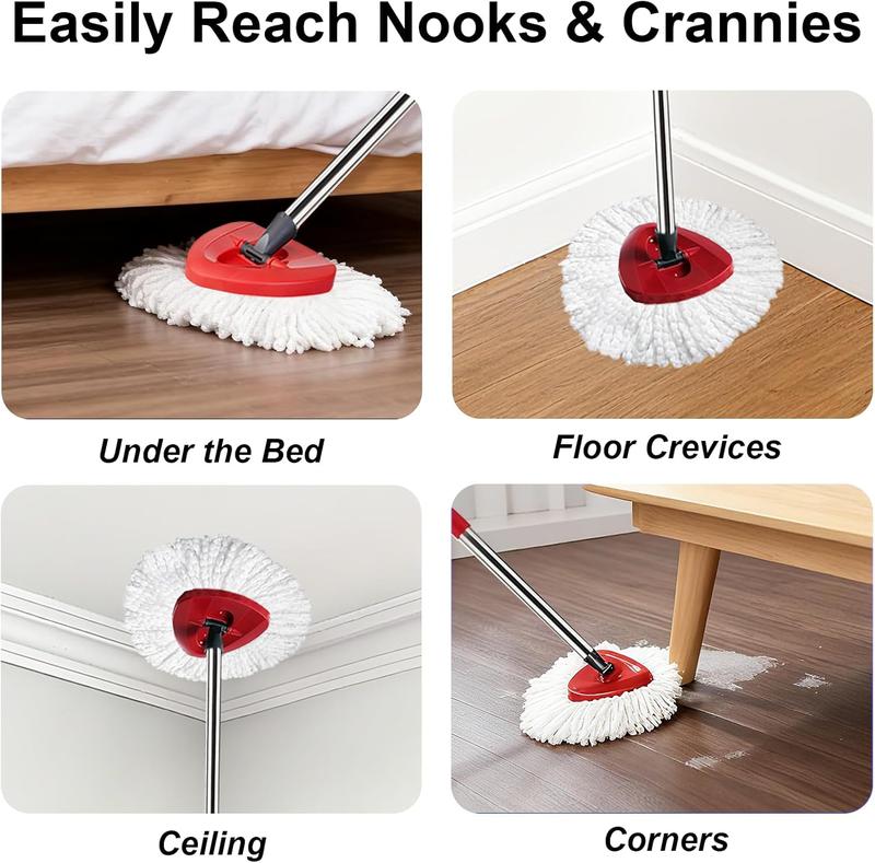 "Scrub Brushes Gift" 6 Pack Spin Mop Head Refills Compatible with O-Cedar EasyWring 1-Tank System, Durable Microfiber Replacement Mop Heads for Hardwood, Tile & Laminate Floors, Washable & Reusable