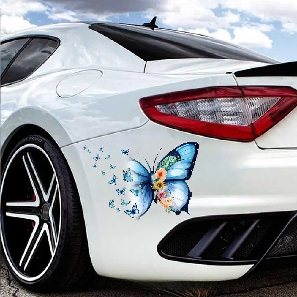 Butterfly Pattern Car Sticker, Self-adhesive Car Window Sticker, Decorative Sticker, Universal Car Accessories for Window, Bumper, Door, Fender, Wheel