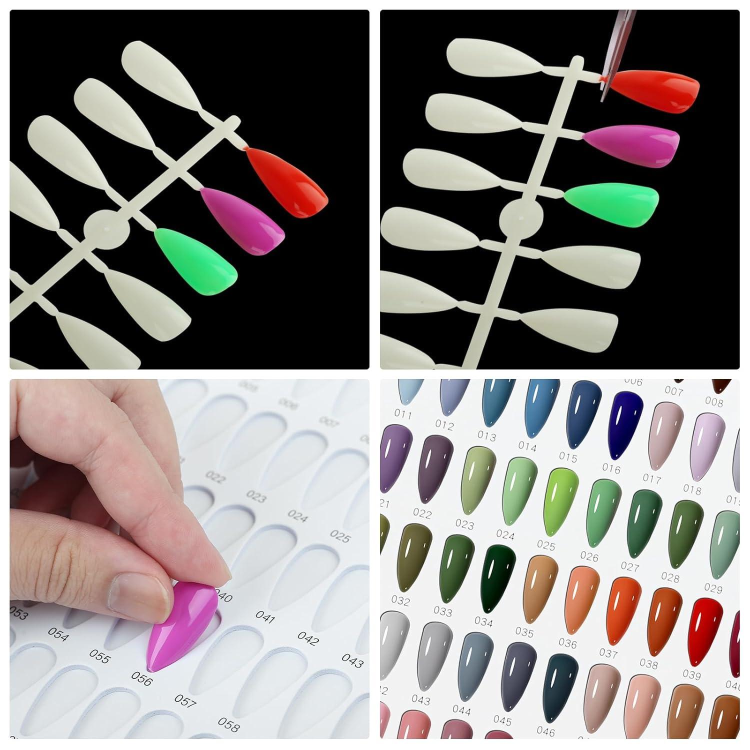 SUPERFINDINGS Nail Color Display Book with 240PCS Nail Tips Nail Gel Polish Display Board Nail Color Chart Display Book Nail Polish Sample Book with Replacement Tips Salon Tools