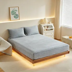 King/queen Size Bedding Set, Soft Rabbit Fur Fabric, Elastic Straps & Deep Pocket Design, Includes Sheet + Pillowcases