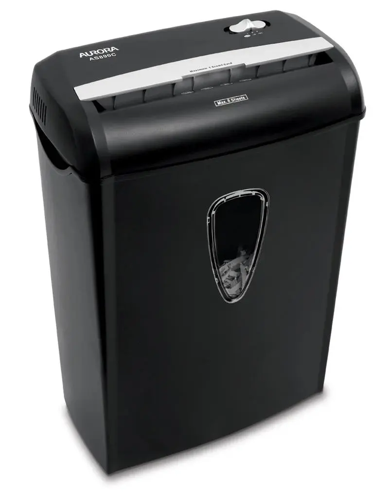 Aurora AS890C New Model 8-Sheet Cross-Cut Paper Shredder - Black Office Equipment for Home Offices, 3.4-gal Wastebasket, P-3 Level Security, Overheat Protection, Shreds Papers/Credit Cards, 12x7x16 Inches