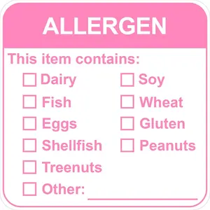 Allergen  Stickers,eshaKippa 2x2" 300 count Square   Allergy Label for The Party,Restaurants