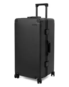 episou Japanese Trunk-Style Luggage – Large Size, 100% PC Shell, Aluminum Frame, TSA Lock, Silent Spinner Wheels, Black