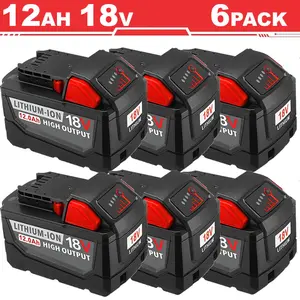 【For Milwaukee】M18 2&4&6Pack 12.0Ah 18V Replacement Battery for milwaukee Replacing batteries with electric tools M-18 Battery Pack Compatible with M-18 12.0Ah Lithium Battery 48-11-1890,48-11-1850, 48-11-1828, Cordless Tools milwaukee battery