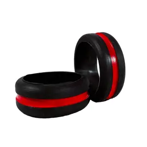 Men's Thin Red Line Silicone Ring