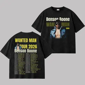 Benson Boone “Wanted Man Tour 2026” Washed T-Shirt, Pop Music Inspired Graphic Tee, Vintage Washed Cotton Shirt, Oversized Streetwear Fit, Unisex Concert Outfit, Gift for Music Fans