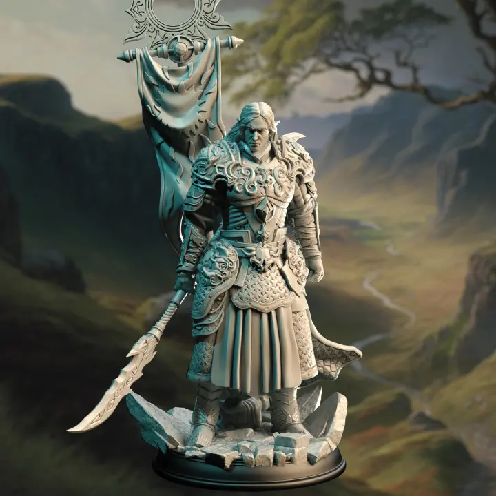 Elven Eldritch Knight Rolen 3D Printed Resin Miniature, Character Figure Miniatures, Home Decor Statue for DM Stash, 3D-Printed Resin Miniatures