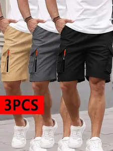 3-Pack Men’s Quick-Dry Casual Shorts – Lightweight, Breathable Summer Outdoor Shorts with Secure Zippered Pockets, Stretch Athletic Shorts for Workouts, Hiking, Running, Golf, and Everyday Wear