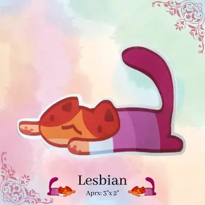 Lesbian Flag Stretching Kitty/Cat Sticker LGBTQ+ PRIDE