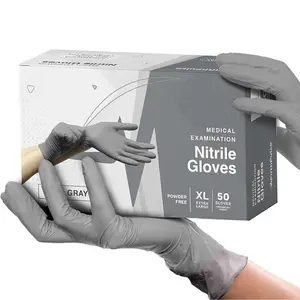 Cool Gray Nitrile Disposable Gloves - Latex Free food Safe Cleaning and Cooking Gloves, Medical Exam Gloves