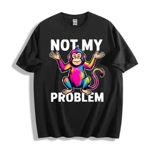 Casual Fun Unisex T-Shirt With Colorful Monkey And Not My Problem Text Perfect For Everyday Wear And Summer Outings Great Gift For Friends And Family Who Love Humor