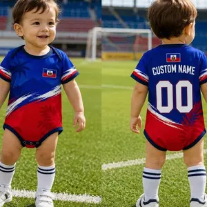 Personalized Haiti Baby Bodysuit, Custom Name Soccer Baby Outfit, Haiti Football Fan Gift, Newborn Sports Jersey Onesie G6I DZW