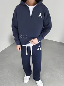 Oversized Two-Piece Set, Half-Zip Hoodie & High-Waisted Pants, Casual, Trendy Streetwear, Available in 7 Colors, Perfect for Daily Wear
