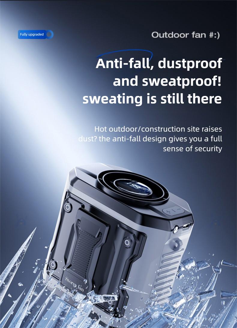 HOOYS USB Rechargeable Handheld Portable Fan, 199-Speed Adjustable, with Waist Clip, Flashlight & PowerDisplay, Personal Fan for Outdoor, Camping, Jobsite, Travel &Indoor Use