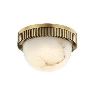 Ainsley Ceiling Light - Elegant Aged Brass Finish with Alabaster Glass Shade for Sophisticated Glow