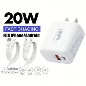 20w Super Fast Charger Dual Port, USB-A and USB-C, Compatible with iPhone 17-11 and Samsung Galaxy S26-S23, Double Charging Efficiency
