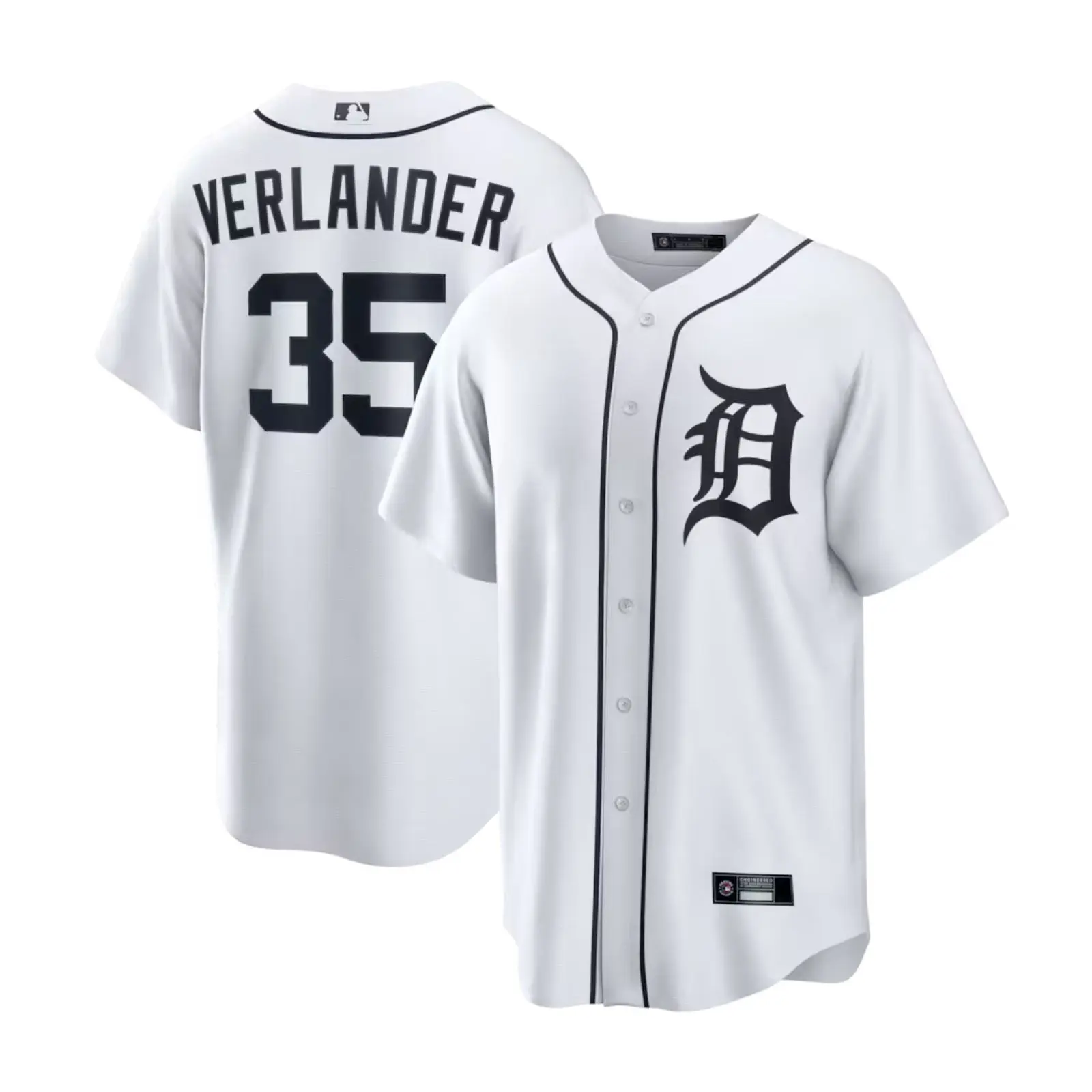 Men's 35 Verlander White Baseball Jersey