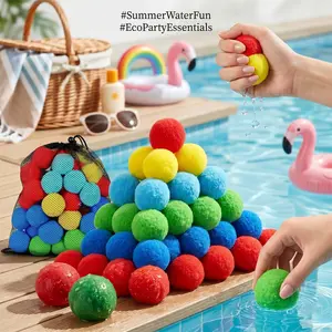 30-Pack Reusable Water Balls, Splash-Proof Quick-Dry Absorbent, Refillable Outdoor Activity Set, Water Bomb Ball, Ideal for Summer Pool Parties, Essential for Water Games