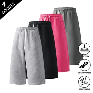 4-Pack Men’s Solid 7/8 Capri Pants – Breathable for Running, Training & Casual Wear