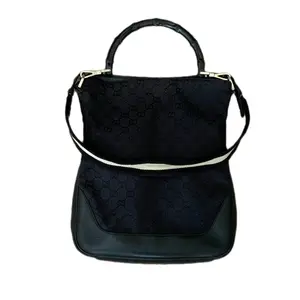 Pre-owned GUCCI Hobo Shoulder Bags monogram 2 way bamboo handle Black bag authentic with COA
