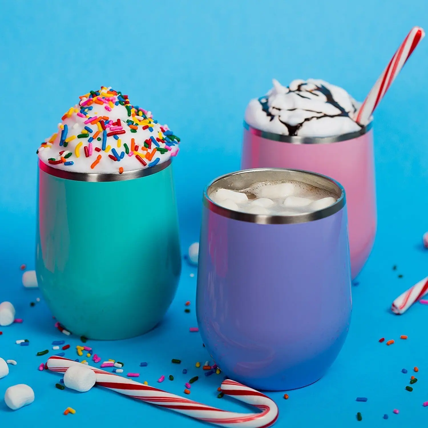 12 oz Bev Steel Stemless Wine Tumbler | Double Wall Vacuum Insulated Drink Drinkware