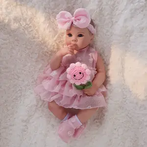 Newborn baby doll, 18 inch reborn baby doll, soft touch baby PVC doll, with bottle nipple, diaper, birth card, lifelike and realistic looking vein doll, holiday gift/Christmas gift