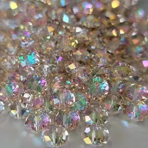 460Pcs 8mm Crystal Glass Beads, DIY Jewelry Making Supplies, DIY Beading Accessories for Bracelets, Necklaces, Pendants (Silver Champagne)1