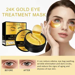 24k Gold Hyaluronic Acid Moisturizing Eye Mask, Collagen Eye Mask, Tightening and Lifting Eyecare Patch, Brightening & Firming Eye Sticker, Hydrating Eye Care Product,, Under Eye Brightener, Tightening Eye Patches Moisture