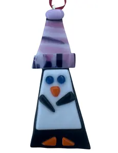 Adorable Penguins wearing pink Hats Handmade Cute Penguin Lover Gift Blue Eyed Penguin Beanie Winter Accessory Delicate Hue Playful Design Unique Touch Unisex Masks - Colorful