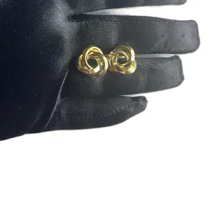 Arte Gold-Tone Interlocking Knot Stud Earrings for Women - Elegant Fashion Accessory