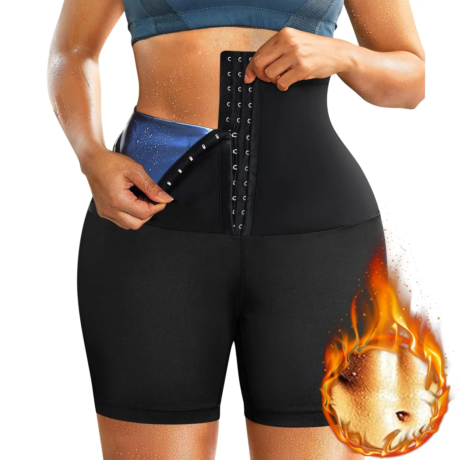 Women Sauna Sweat Shorts High Waist Trainer Short Compression Workout Sauna Suit Pants Body Shaper Tummy Tuck
