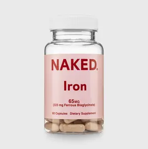 Naked Iron - 60 Capsules, 65mg (325 mg Ferrous Bisglycinate) - Made in USA - Certified Vegan, GMO & Gluten Free