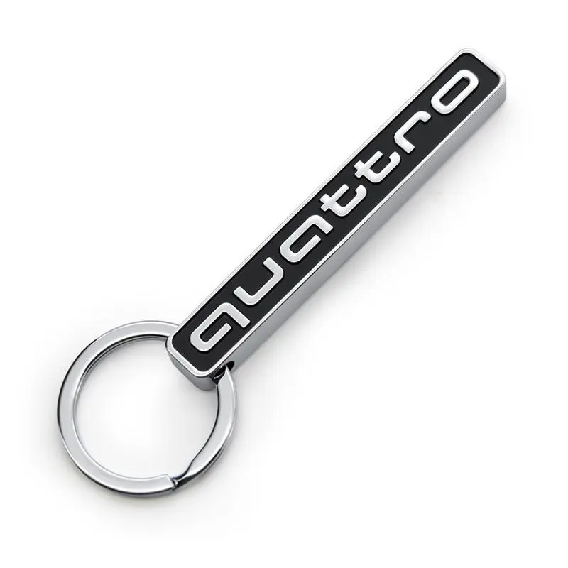 Quattro LOGO Zinc Alloy Badge Keychain Car Emblem Keyring Key Holder Car Logo Keychains Multiple Car Fit For Audi A7 A3 A4 A6 A5 Q5 A1 Q7 Q3 Q4 TT SQ5 RSQ3 RSQ8 S3 Audi Enthusiasts Zinc Alloy Material