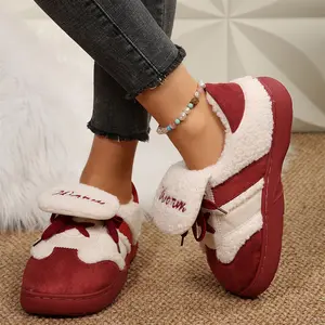 Women Cozy Fleece Plush Lined Slippers Memory Foam Indoor and Outdoor Shoes Closed-Toe Winter Warm Mini Snow Boots