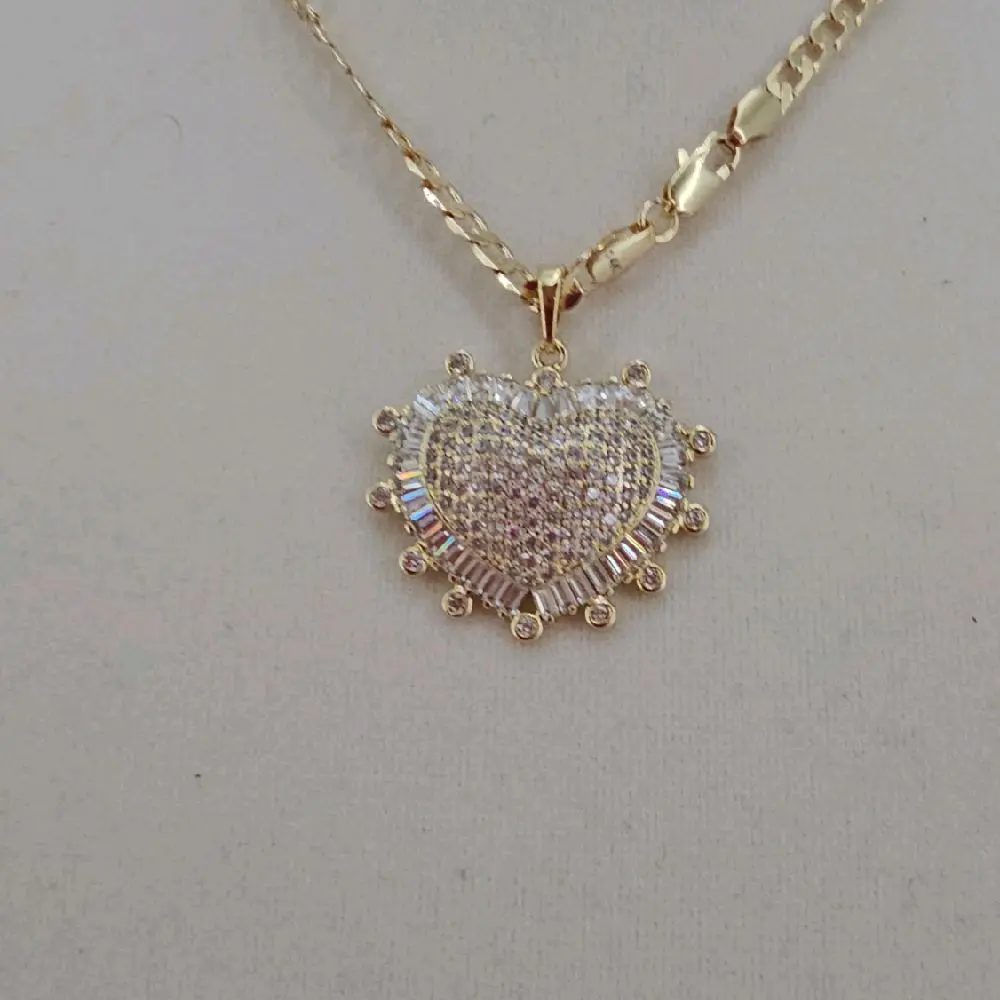 (KK #1)  heart shine Necklace 14K Goldplated