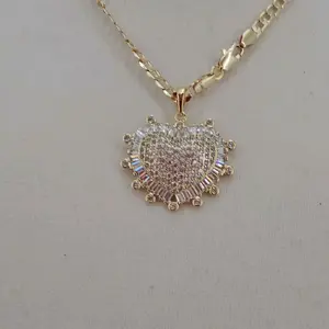 (KK #1)  heart shine Necklace 14K Goldplated