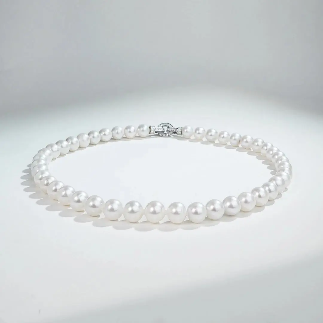 【Mike】Anna YA428-45 Freshwater Pearl Chain Necklace, 10-11mm, Ideal for Birthday, Anniversary Presents