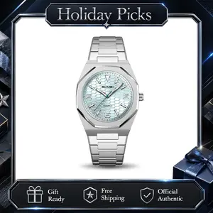 SKMEI Men's Quartz Watch, Octagonal Case with Honeycomb Textured Dial, Stainless Steel Band, Slim 10.2mm Profile, Clear Glass Lens, 3ATM Splash Resistant, for Business and Everyday Style