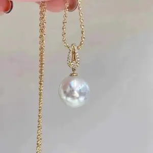 G017 S925 freshwater aurora pearl pendant (45cm chain is a gift), 11-12mm