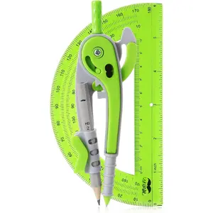 - Geometry Compass and Protractor Set, 6 Inch Compass, 6 Inch Protractor, Drawing Tool for School, Clear Plastic, Easy Grip, Precision Design for Math, Art, Drafting, Architecture